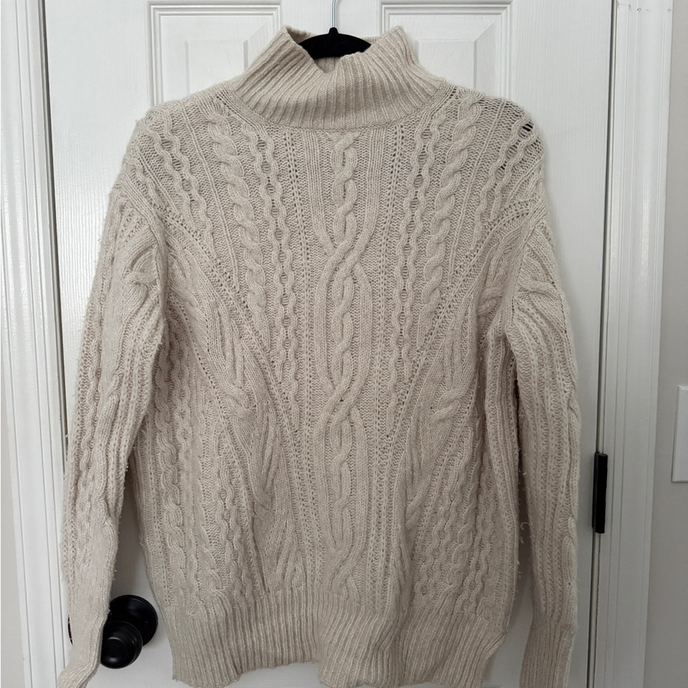 VINCE Cream Cable Knit Turtleneck Sweater